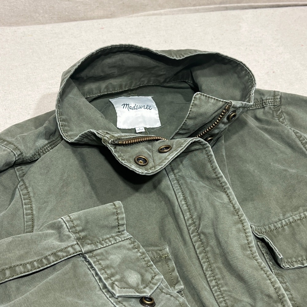Madewell Utility Jacket Olive Green Cargo Pockets Drawstring Waist Womens Small